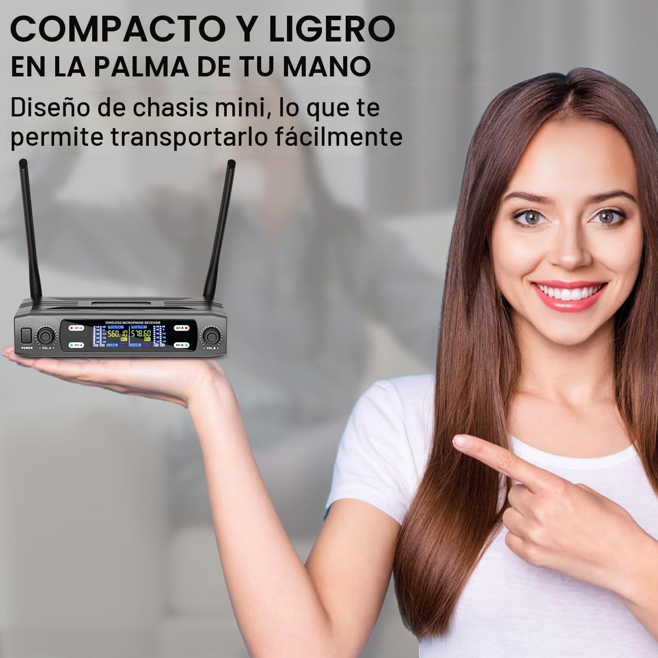 Depusheng Sistema de micrófono inalámbrico, conjunto VHF inalámbrico con doble frecuencia fija y 2 transmisores manuales dinámicos, kit de micrófono inalámbrico para canto, karaoke, iglesia, DJ