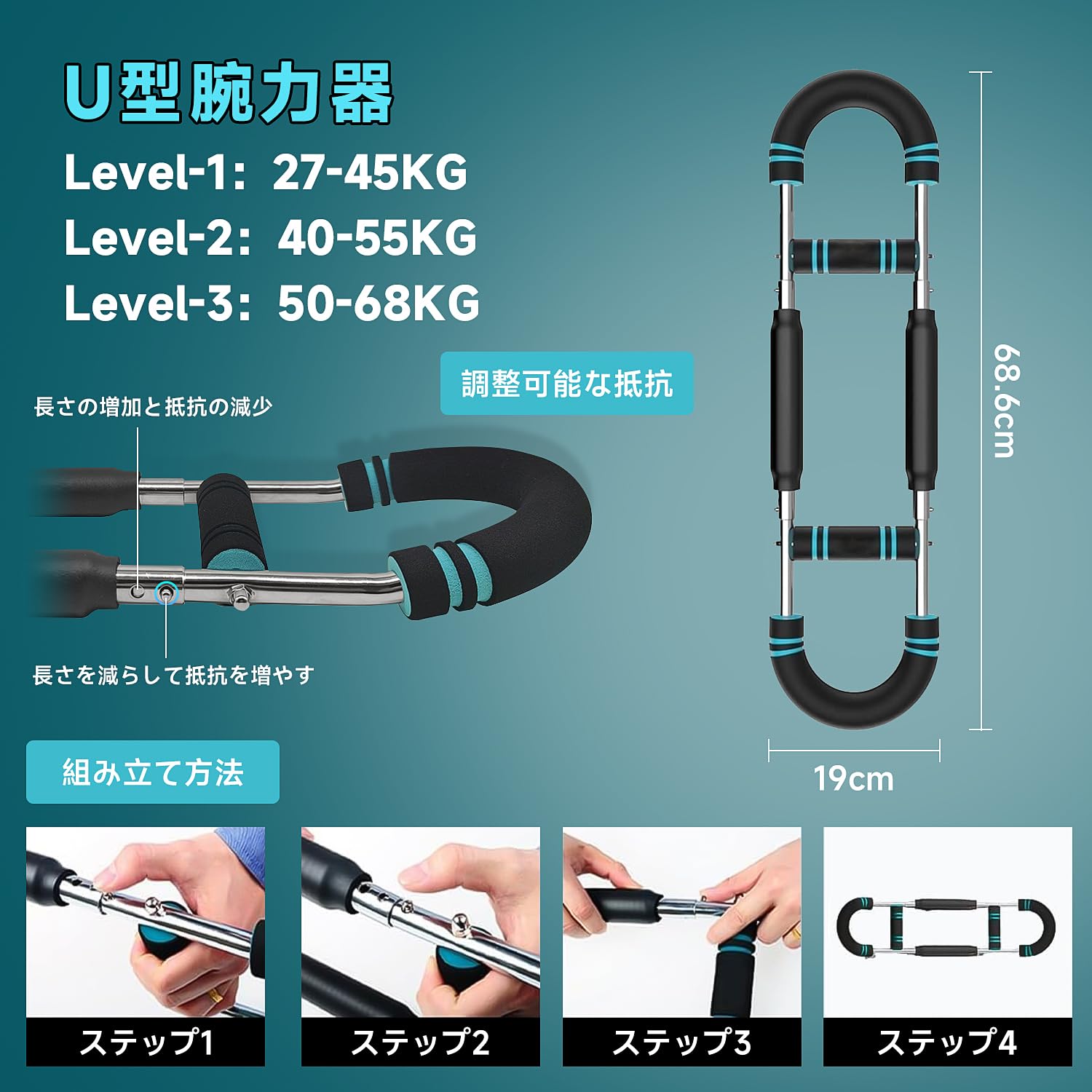 Amazon.co.jp: 【新昇級版モデル 】筋トレ アームバー エキスパンダー