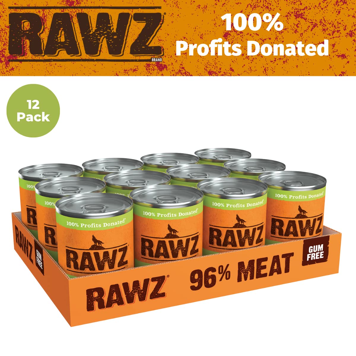 Amazon.com: Rawz 96% 肉類罐頭濕糧12 包/12 盎司(約354.4 毫升