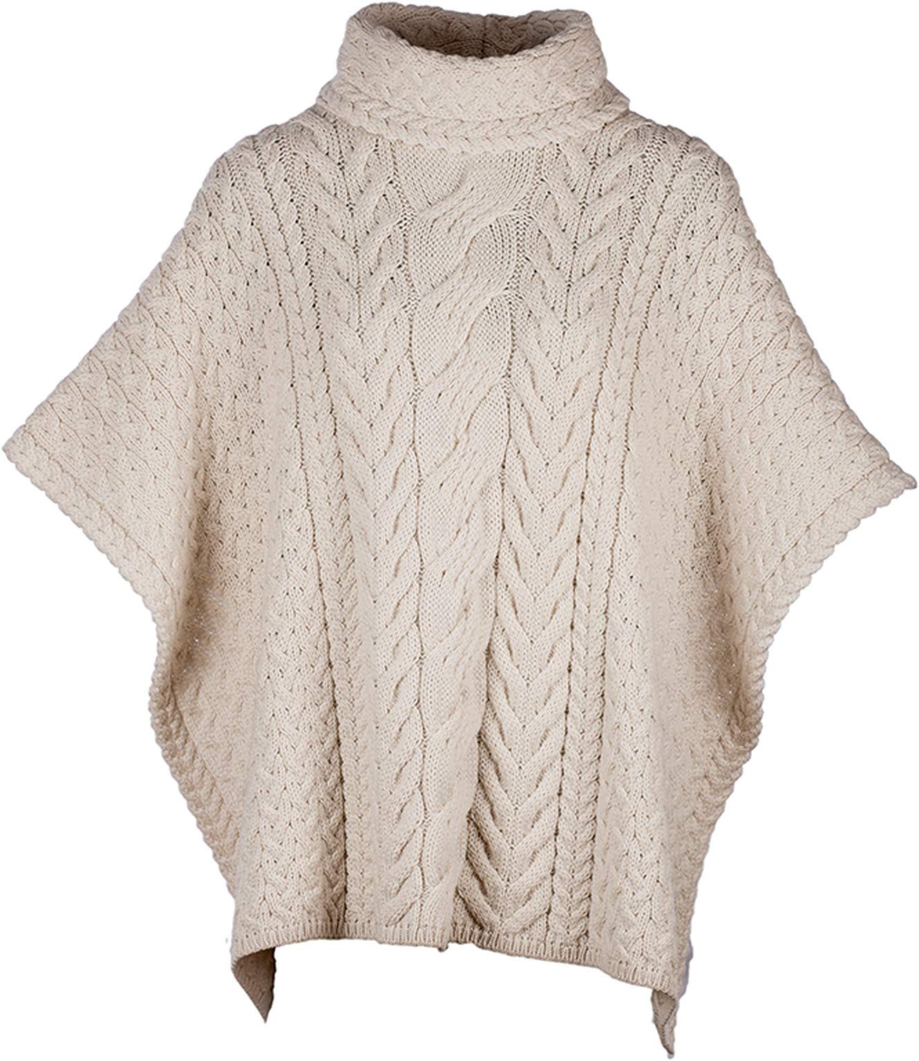 Aran Woollen MillsAran Woollen Mills Supersoft Merinowolle Poncho mit Wasserfallausschnitt fr Damen