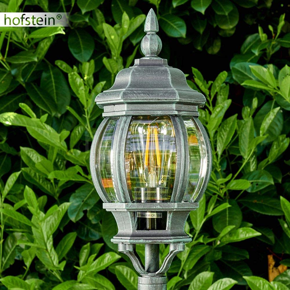Lampadaire extérieur Lentua, luminaire vintage en aluminium moulé vert/noir de 120 cm de haut, luminaire de jardin pour une ampoule E27, ampoule(s) non incluse(s), IP44