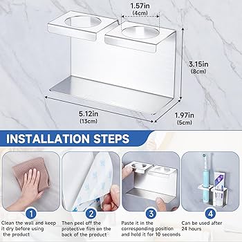 Amazon｜歯ブラシホルダー 壁取り付け 浴室用電動歯ブラシ