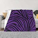 NAFSKL Purple Zebra Stripes Blanket Gifts Funny Throw Blanket Flannel Blanket Soft Blanket Fuzzy Blanket Soft Cozy Lightweight Blanket for Sofa Bed Travel 80