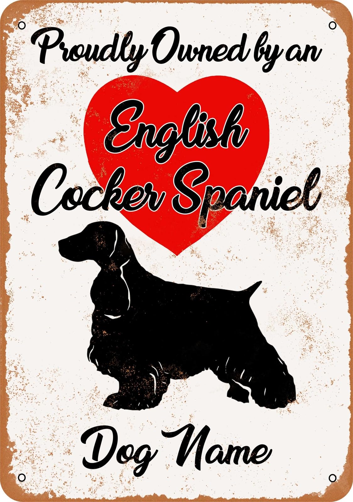 Miaomansenstore Metal Sign - Custom Dog Name - English Cocker Spaniel - Vintage Look Home Decor