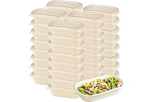 50 Pack Compostable Take Out Food Containers with Lids (33 oz)