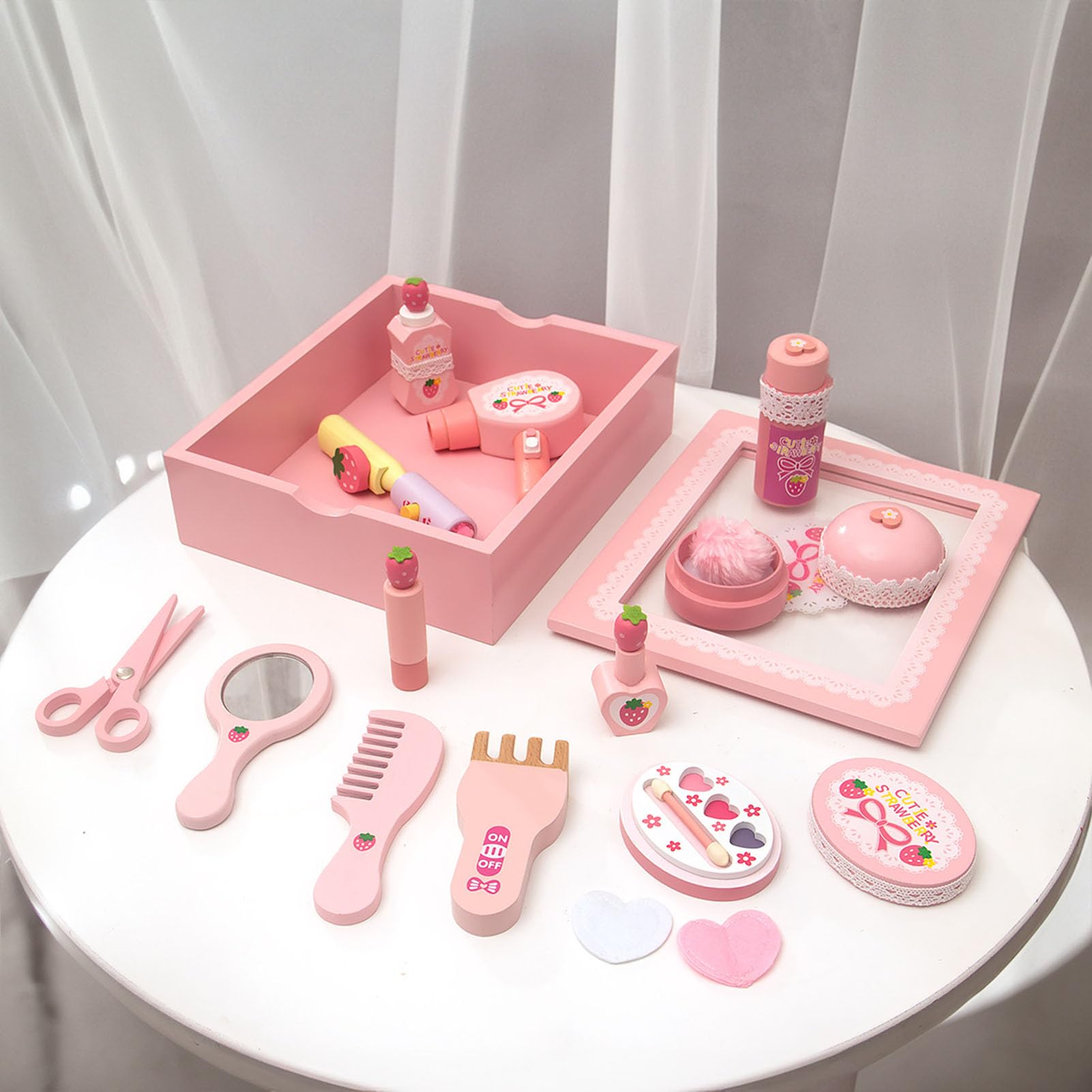 Set di Giochi di Trucco in Legno, Kit Cosmetico per Principessa Immaginaria