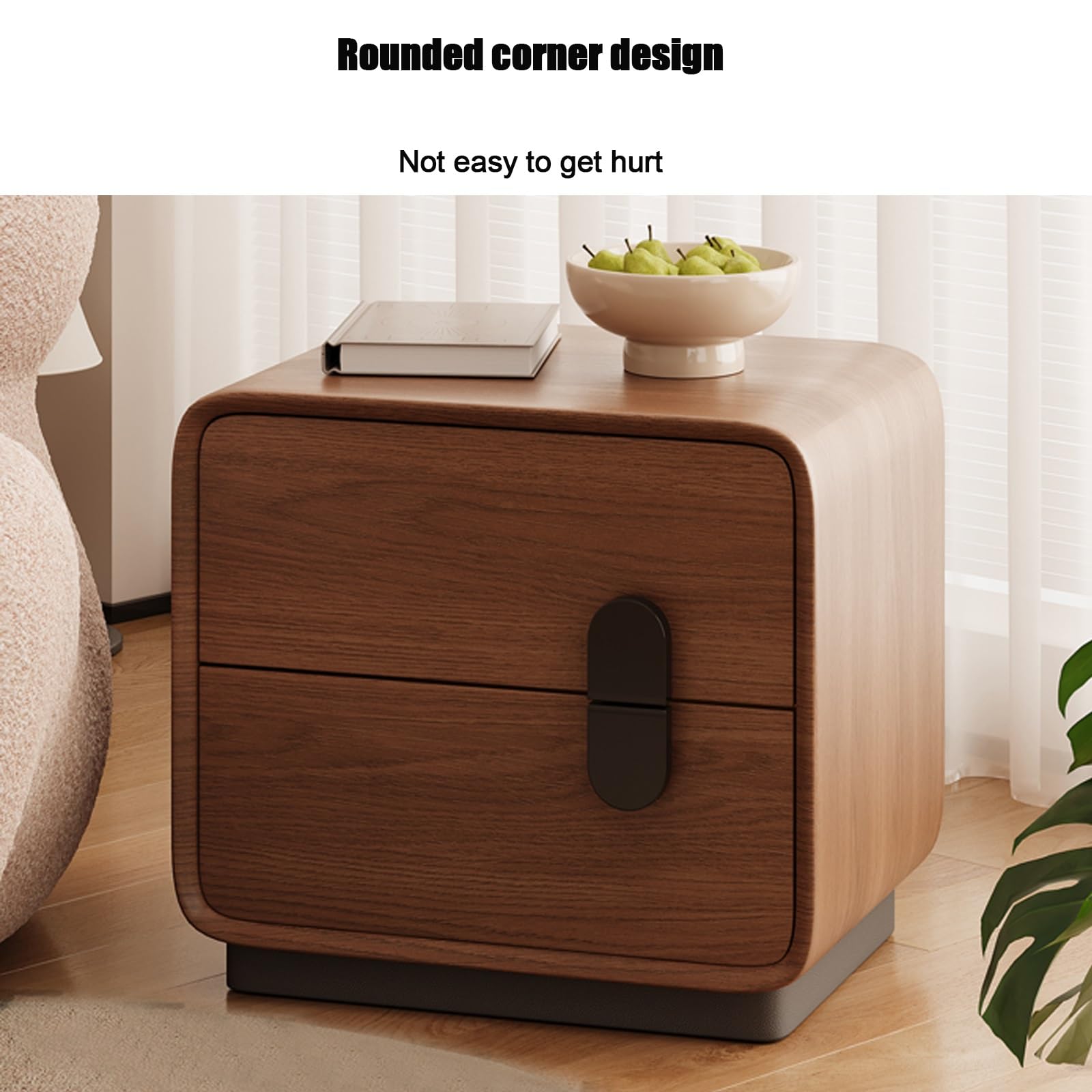 Mesa auxiliar moderna amarilla de 2 puertas para dormitorio y sala de estar, mesita de noche Slish (35 x 40 x 50 cm / 13.8x15.7x19.7in)