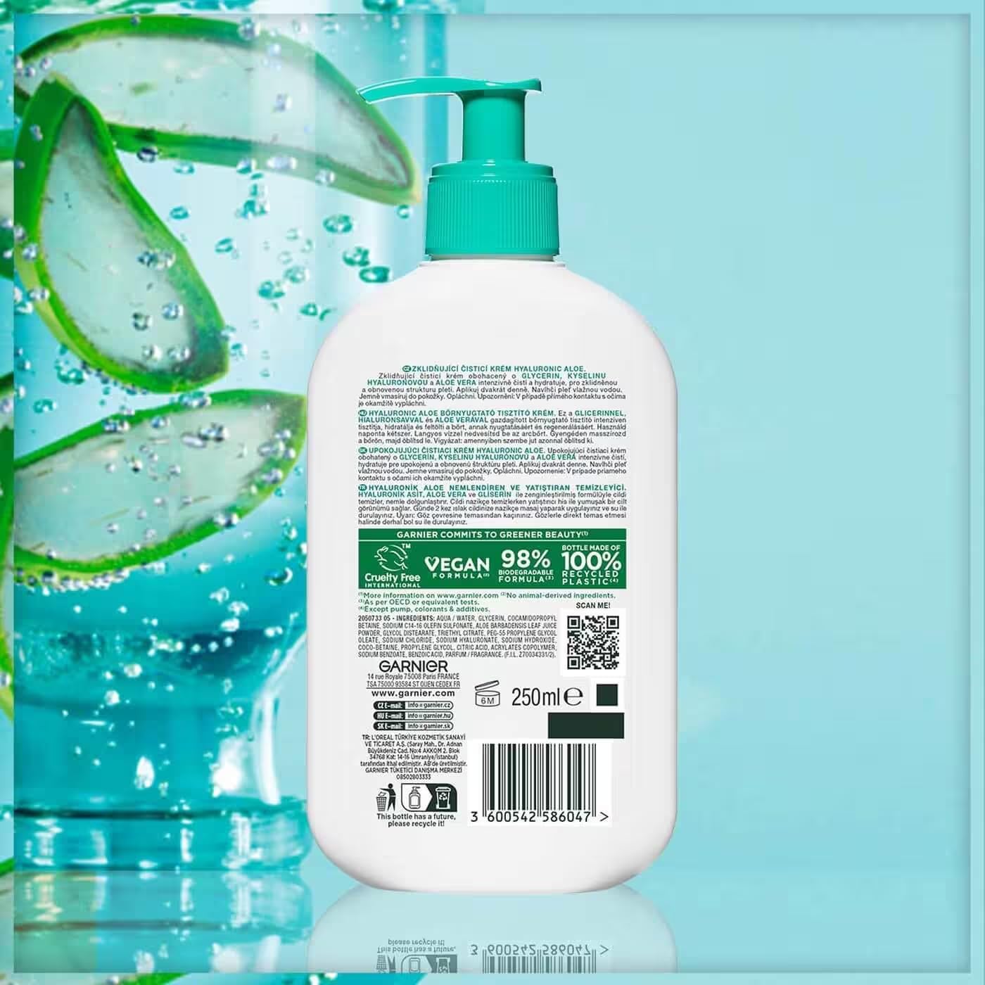 Garnier Hyaluronik Aloe Nemlendiren ve Yatıştıran Temizleyici 250 ML