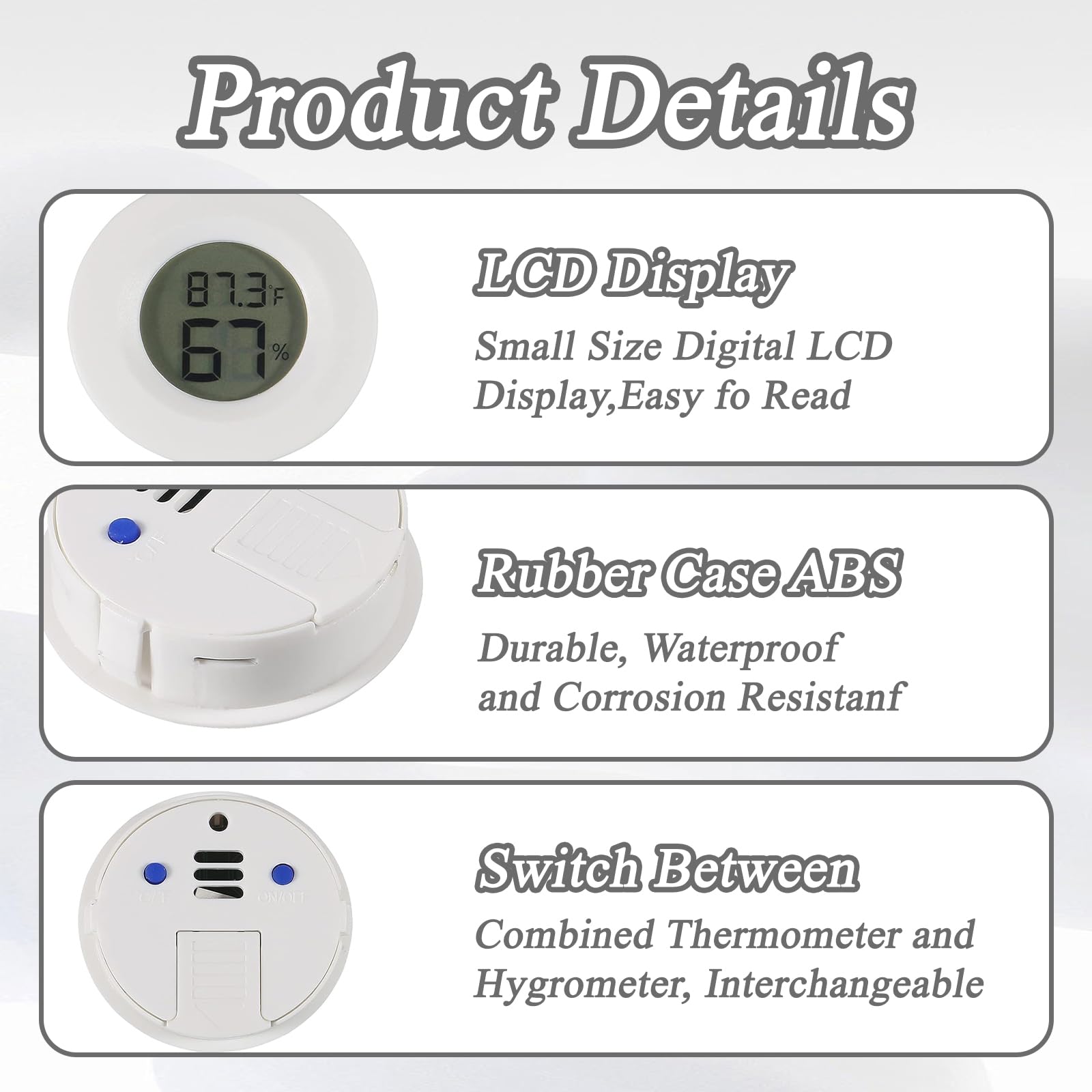 2 Pcs Reptile Thermometer, Reptile Tank Accessories, Digital Thermometer Hygrometer - Image 3