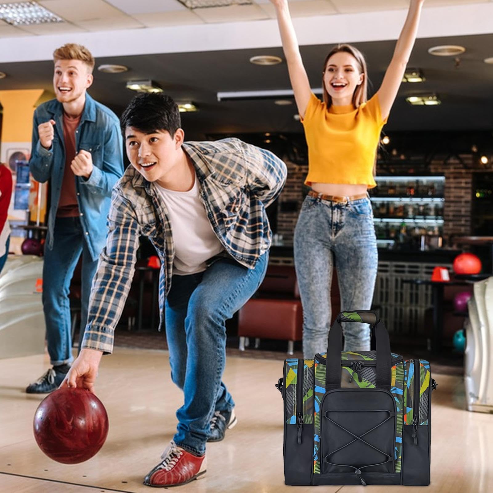 Sac De Bowling À Une Seule Balle, Sac De Bowling Fourre-Tout 1 Balle | Ceinture Réglable, Chaussures De Serviette Multifonctions Rembourrées, Sac De Boule De Bowling pour Hommes Et Femmes