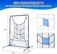 Vista 2 de 6FT Baseball Pitching net, 9-Pocket Pitcher Net with Strike Zone, Adjustable Height Target Throwing Trainer, Baseball Softball Practice Net with