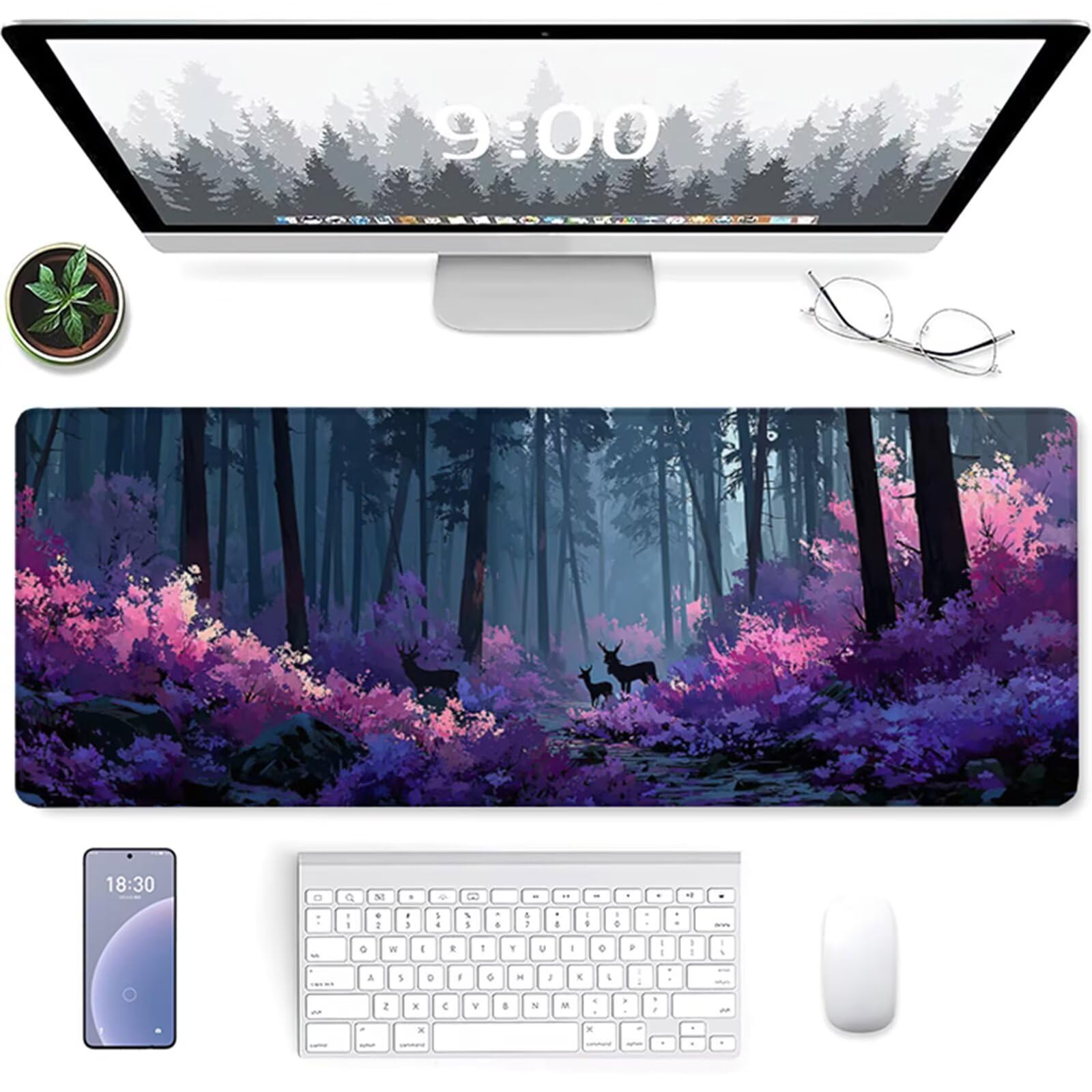 Pflanzen U-2072 Gamingowa podkładka pod mysz, 1200 x 600 x 3 mm, z antypoślizgową gumową podstawą, podkładka pod mysz XXL z przyszytymi krawędziami, akcesoria dla graczy, do biura, komputera, domu, na