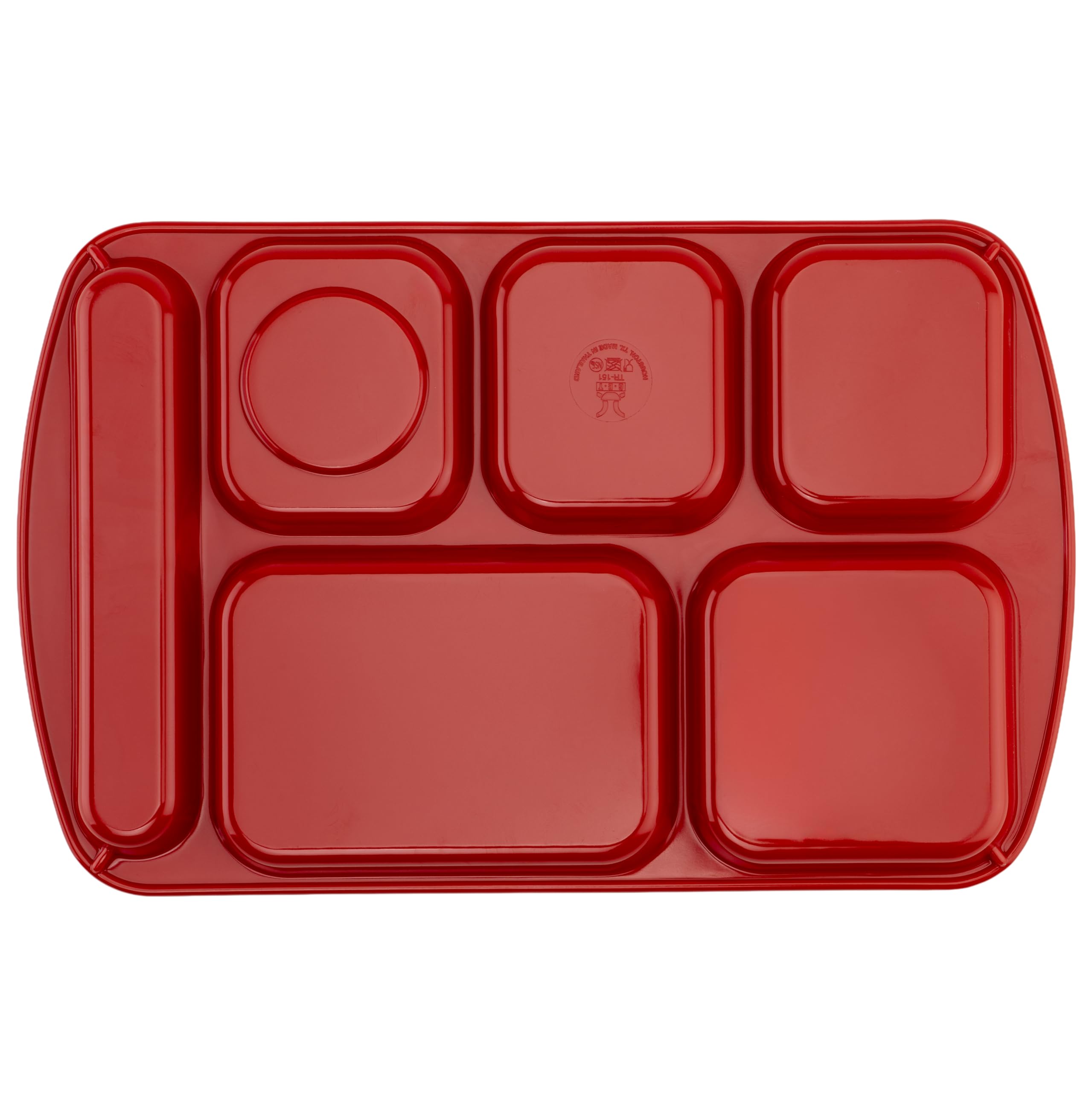 G.E.T. Bandeja de cafetería Escolar de 6 Compartimentos, para diestros, 10 x 15 Pulgadas, Color Rojo (Paquete de 4)