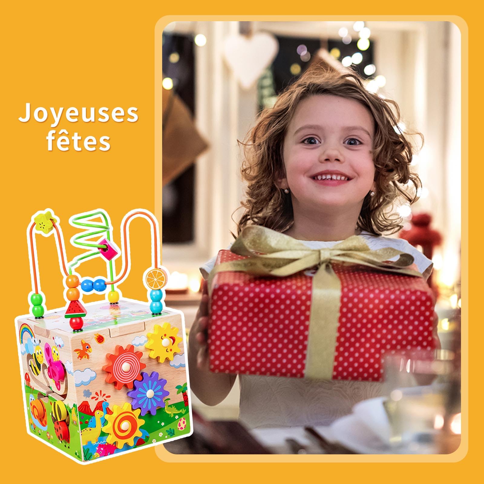 Jouet Montessori 1-3 Ans, Cube Motricité Bébé, Jeux Éducatif 1 an, Motricité Fine, Cadeau Fille Garçon