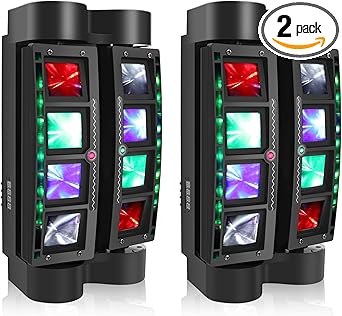 U`King Spider Moving Head Light 8x10W RGBW LEDs Beam DJ Lights and 2 Pixel Light & Laser Lights, Sound Activated/DMX-512 Control Party Disco Wedding Live Stage Lighting, 3 in 1 New Version