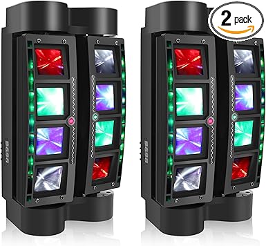 U`King Spider Moving Head Light 8x10W RGBW LEDs Beam DJ Lights and 2 Pixel Light & Laser Lights, Sound Activated/DMX-512 Control Party Disco Wedding Live Stage Lighting, 3 in 1 New Version