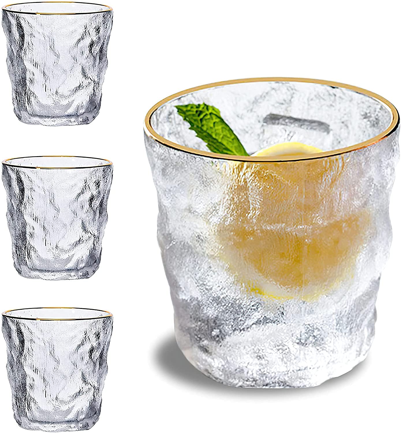 ginoya brothers Glass Whiskey Glacier Cup, Frosted Wine Glass Water Cup, Colored Crystal Coffee Mug Beer Glasses for Home Office &Bar Scotch, Cocktails Juice Drinking (Small, 4) (300 ml) - Image 7 thumbnail