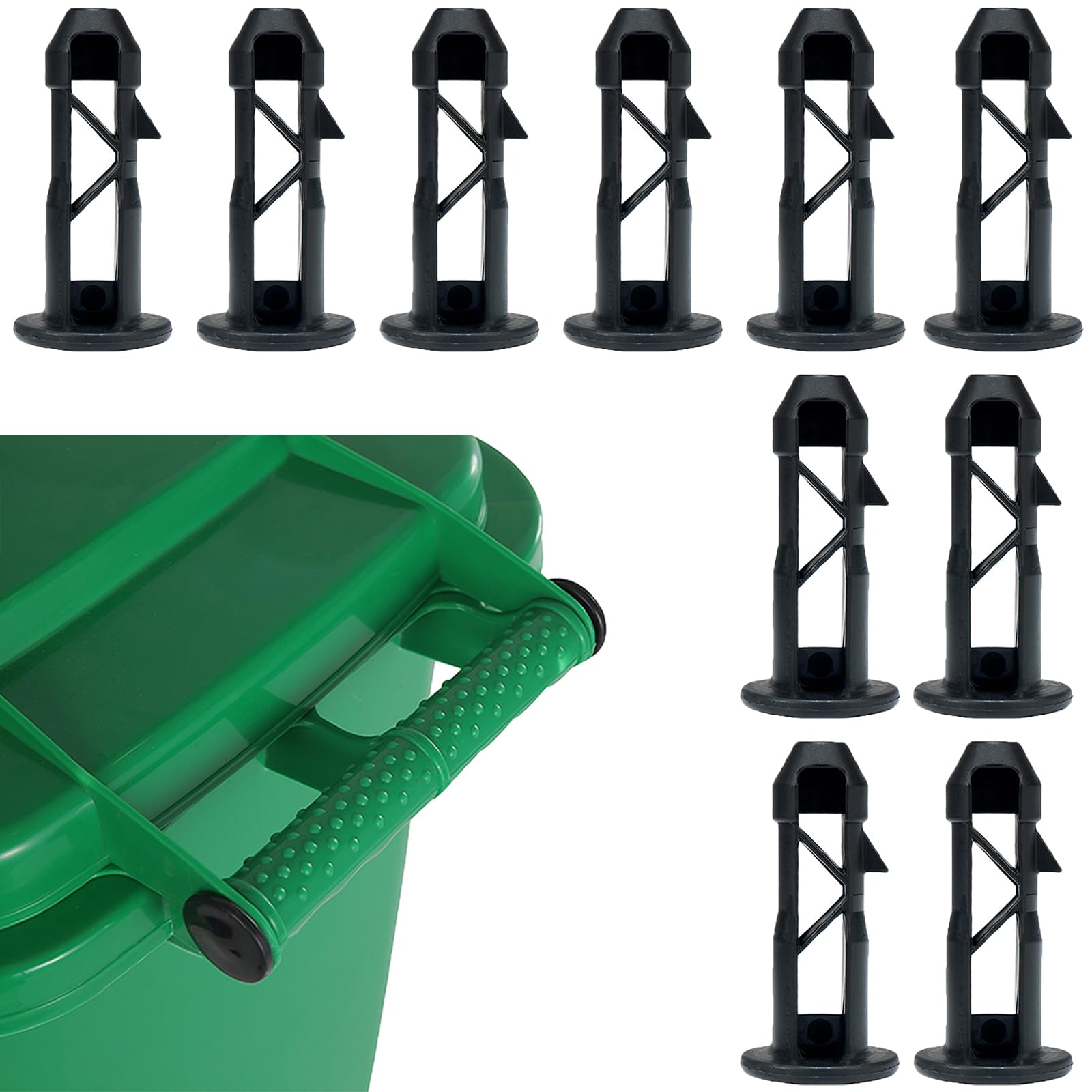 Black Plastic Wheelie Bin Lid Hinge Pins – 67mm X 31mm, Fits 240L Household/Commercial Bins (3 Pairs)