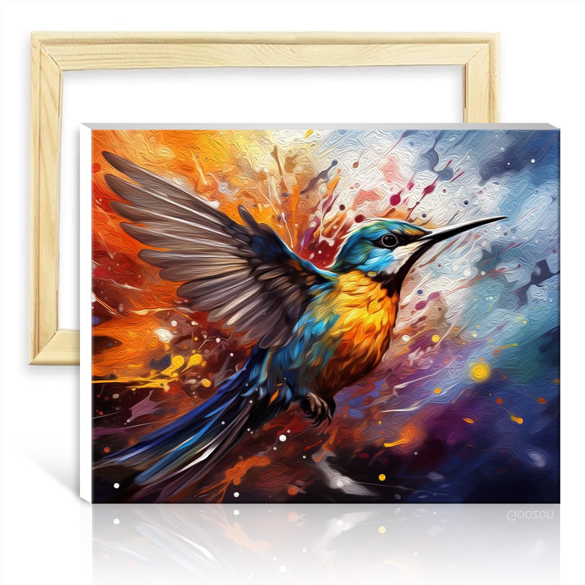 TANGFEIY Canvas Oil Painting Kit Bird DIY Digital Oil Painting Kits on Canvas with Brushes and Acrylic Pigment for Home Wall Decor Painting DIY Frame(40x50cm)