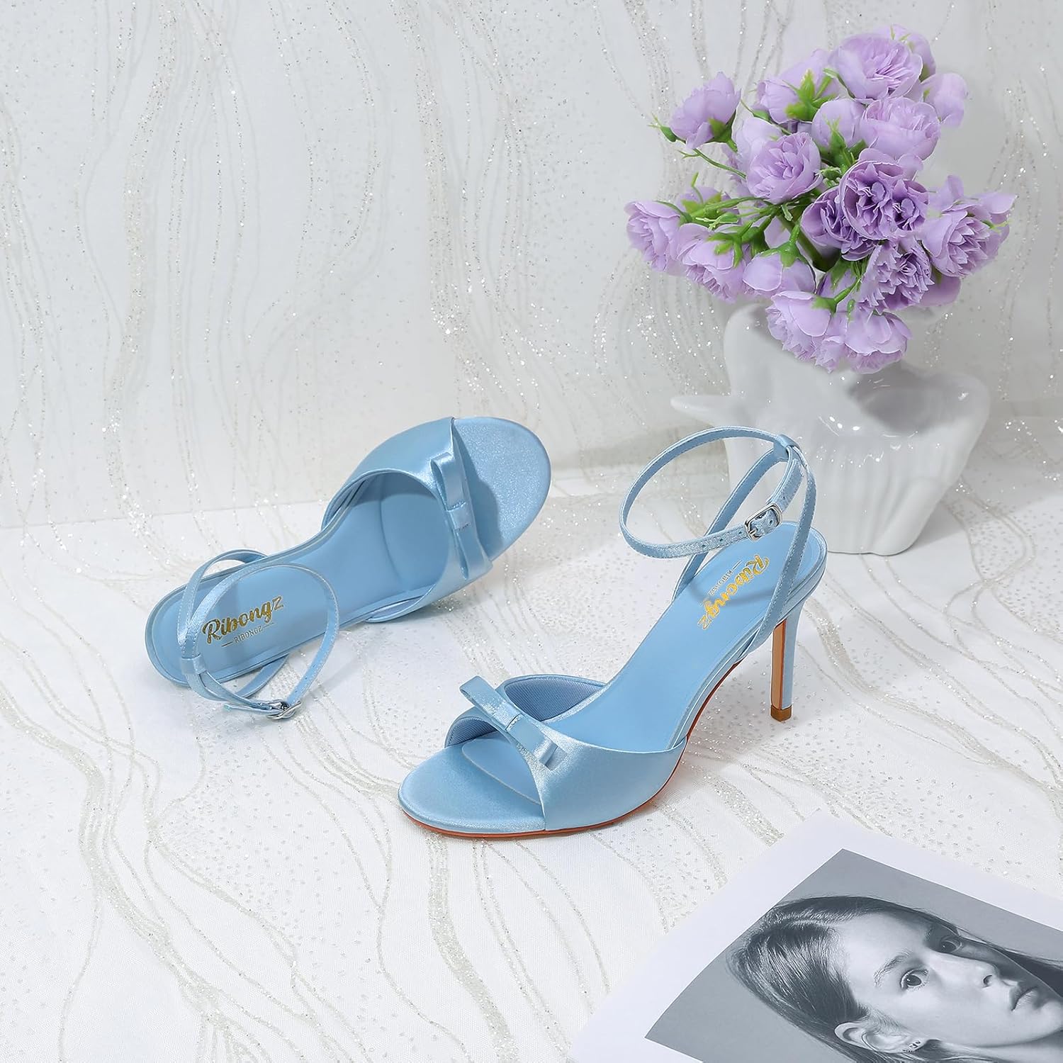 RIBONGZ Women's High Heels Round Open Toe Sexy Kitten Sandals Stiletto Heeled Pumps Ankle Strap Bridal Shoes with Bow Summer Wedding Party Casual Office Work - Image 7