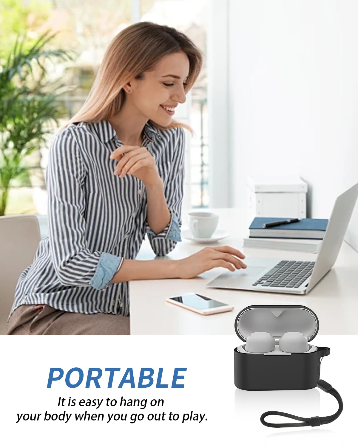 Funda para auriculares Sony WF-1000XM6, funda de silicona suave yystao con cordón, a prueba de polvo, a prueba de golpes y duradera, negro × 10