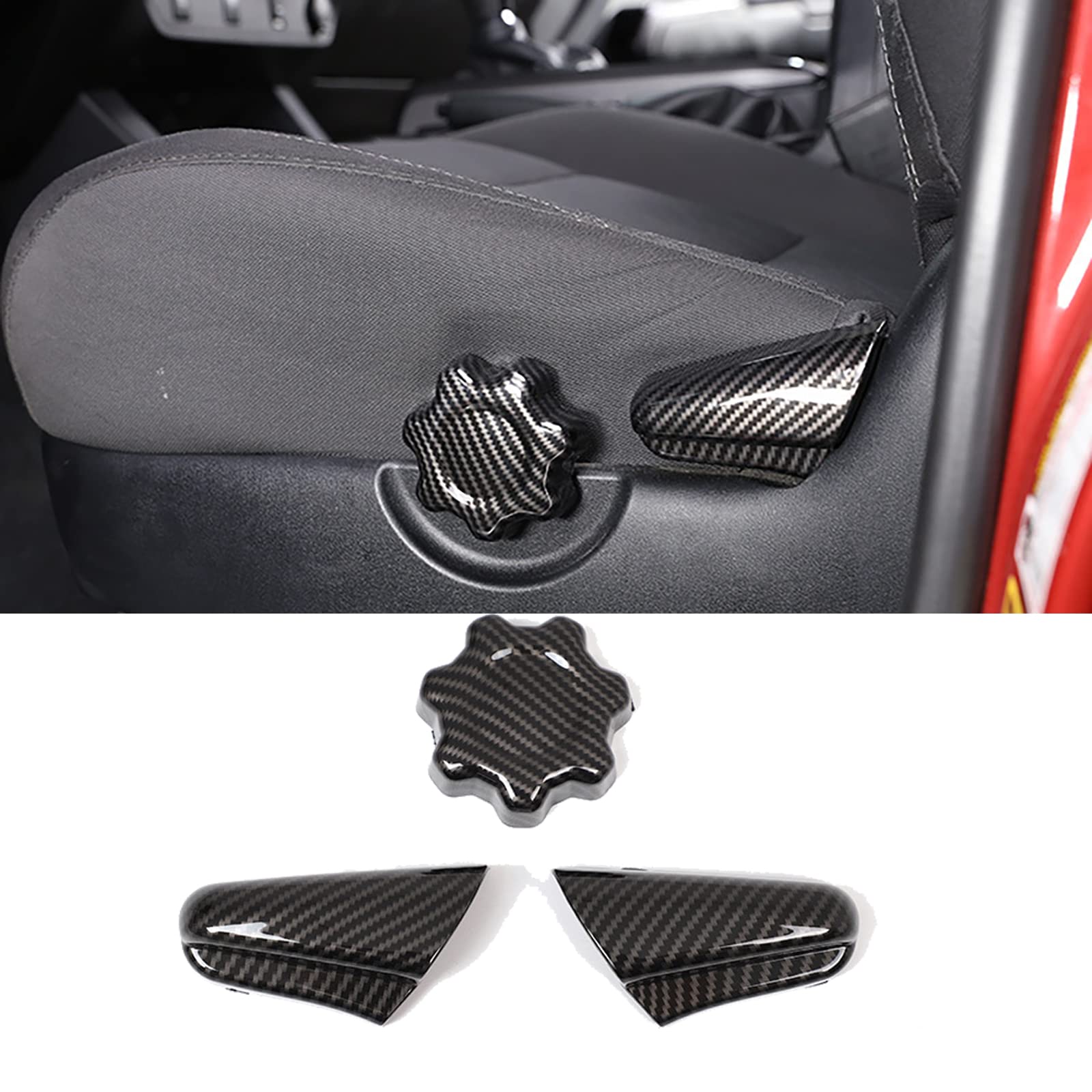 KEAIMEI Car Accessories for Toyota Tacoma 2016 2017 2018 2019 Seat Switch Control Adjustment Button Panel Cover Molding Trims (Carbon Fiber Style) 3 PCS