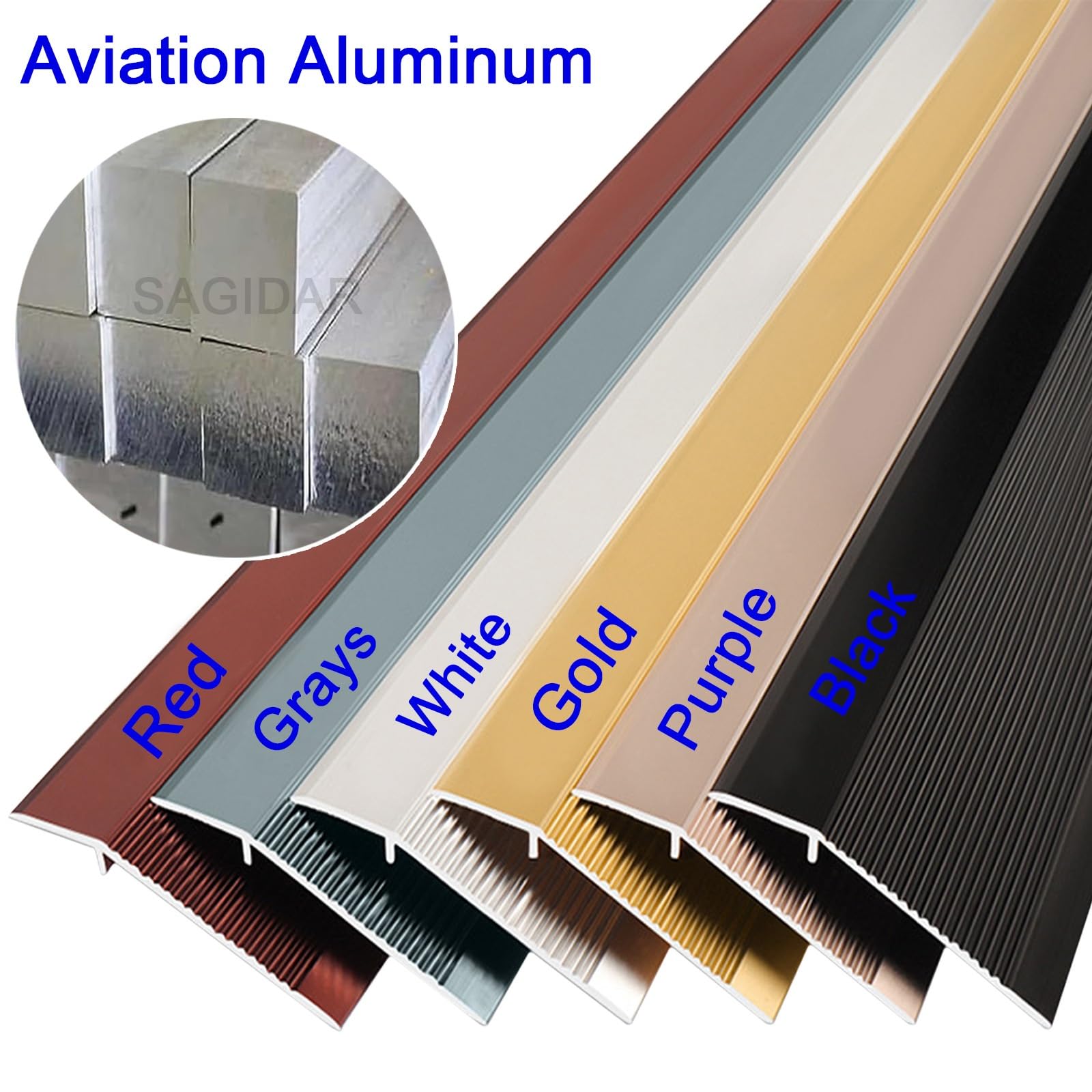 SAGIDAR Bandes De Transition De Seuil Robustes en Aluminium, Rampe D'entrée De 10 Cm De Large, Surface Lisse, Rail De Transition Raccordement D'espace, pour Bois À Moquette/stratifié À Carrelage