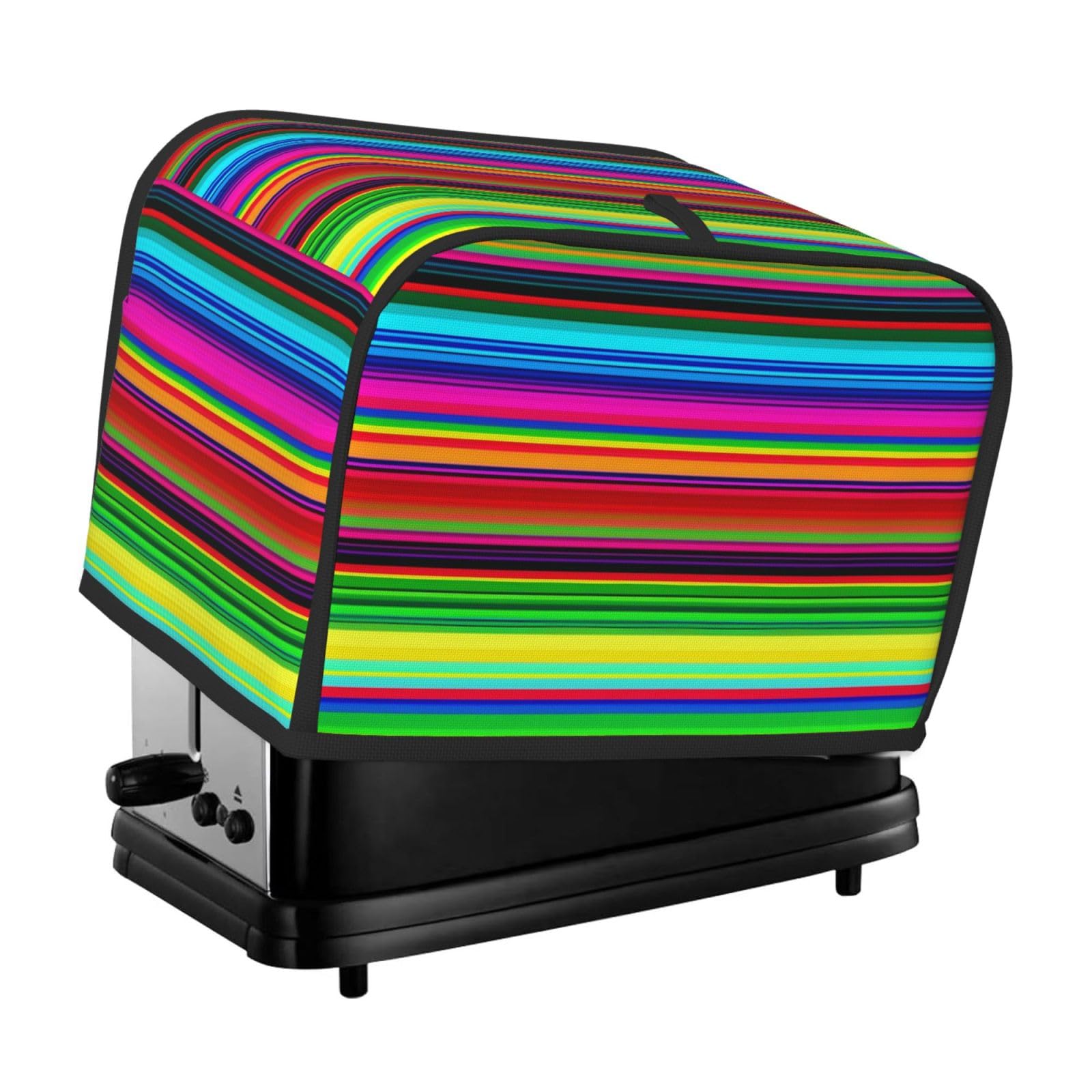 Fodpand Black Toaster Covers 2 Slice Colorful Mexican Stripes Bread Machine Cover Quilted Toaster Dustproof Cover Washable Appliance Cover Bread Maker Protective For Kitchen Small Appliance
