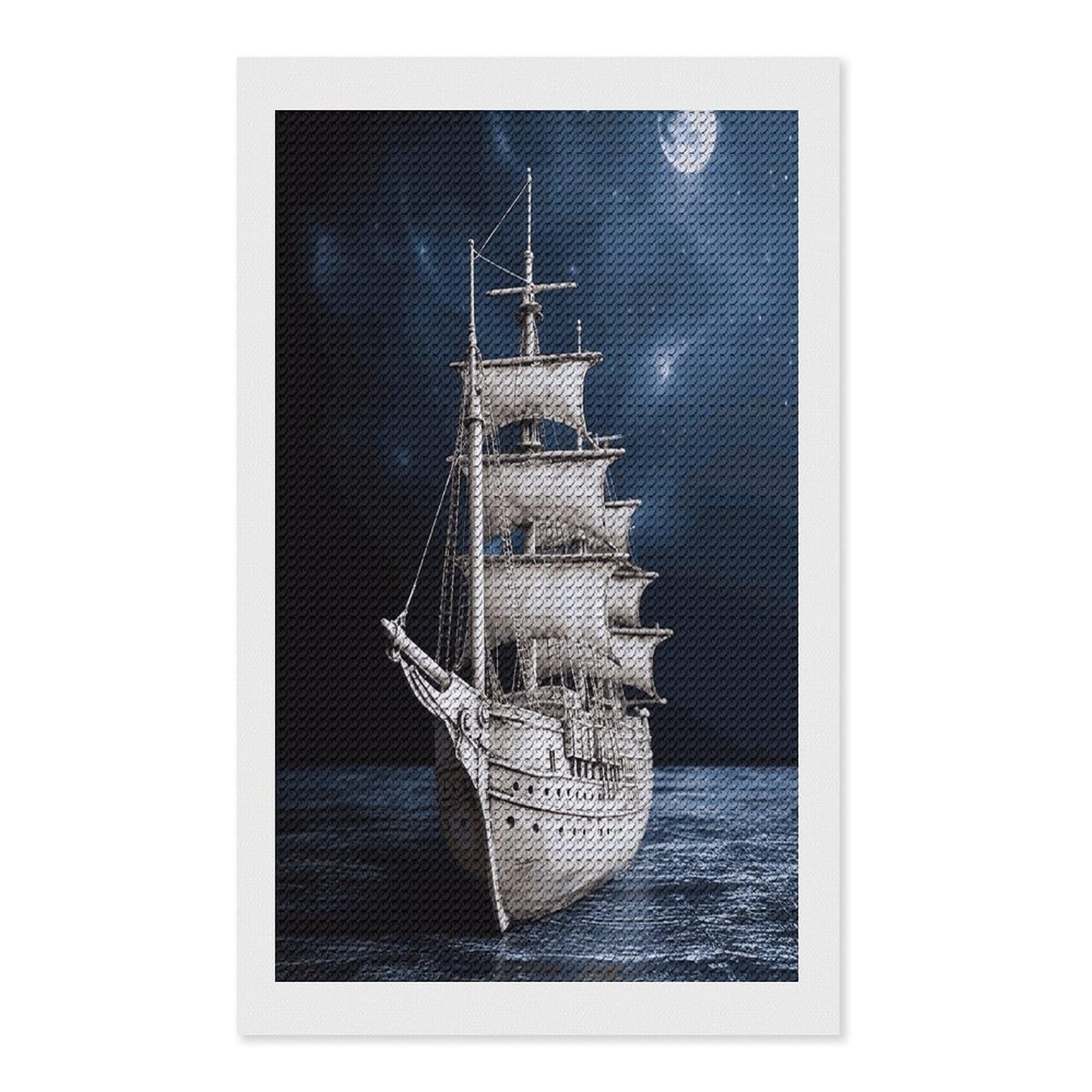 FekiLoot Vintage Nautical White Ship Diamond Art Kits for Adults Diamond Painting Kits for Beginners DIY Diamond Art Kits Round Full Drill Diamond Dot Gem Painting for Home Wall Decor Gift 12"x20"