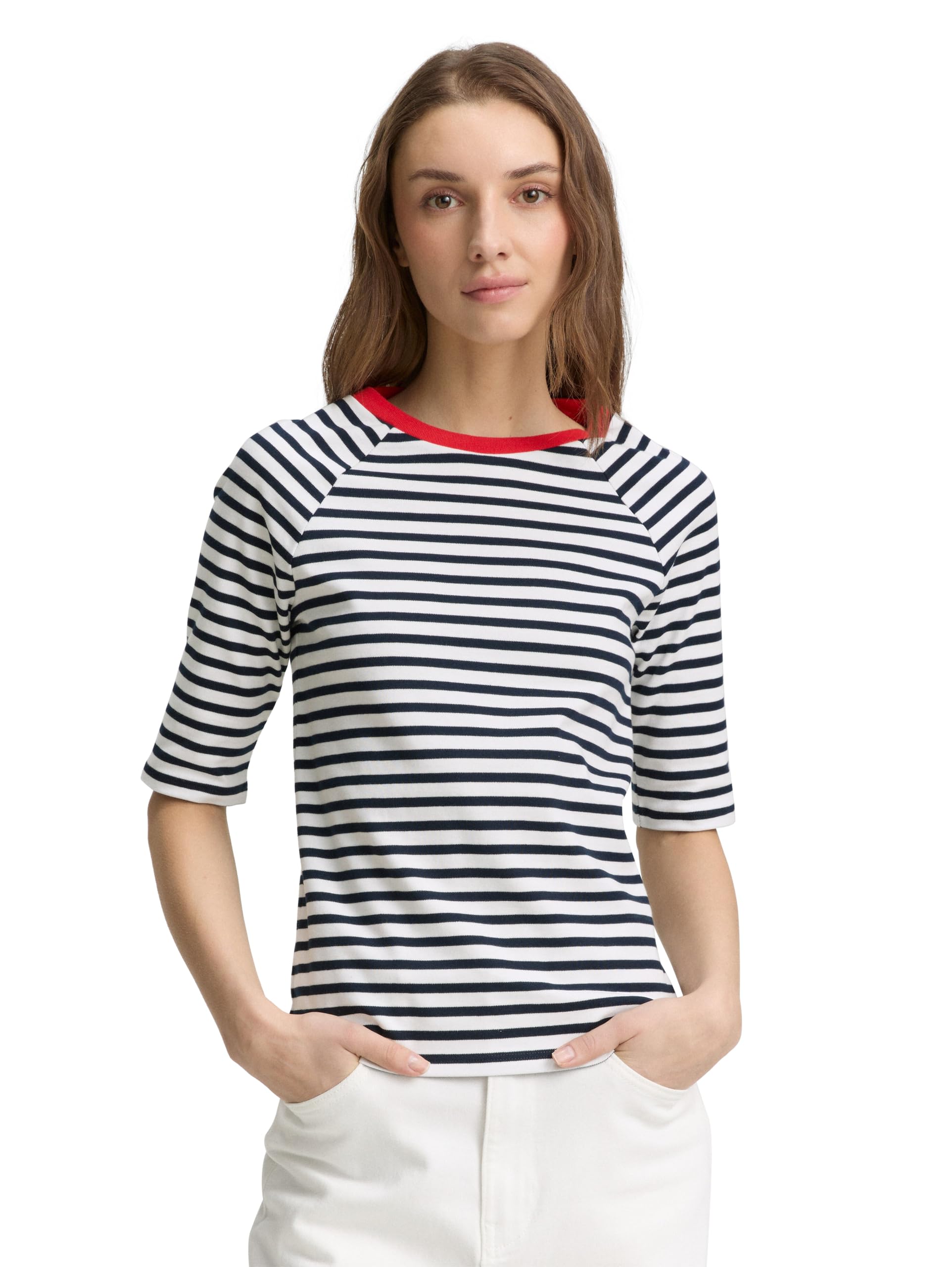 Tom Tailor Denim Damen T-Shirt mit Streifenmuster