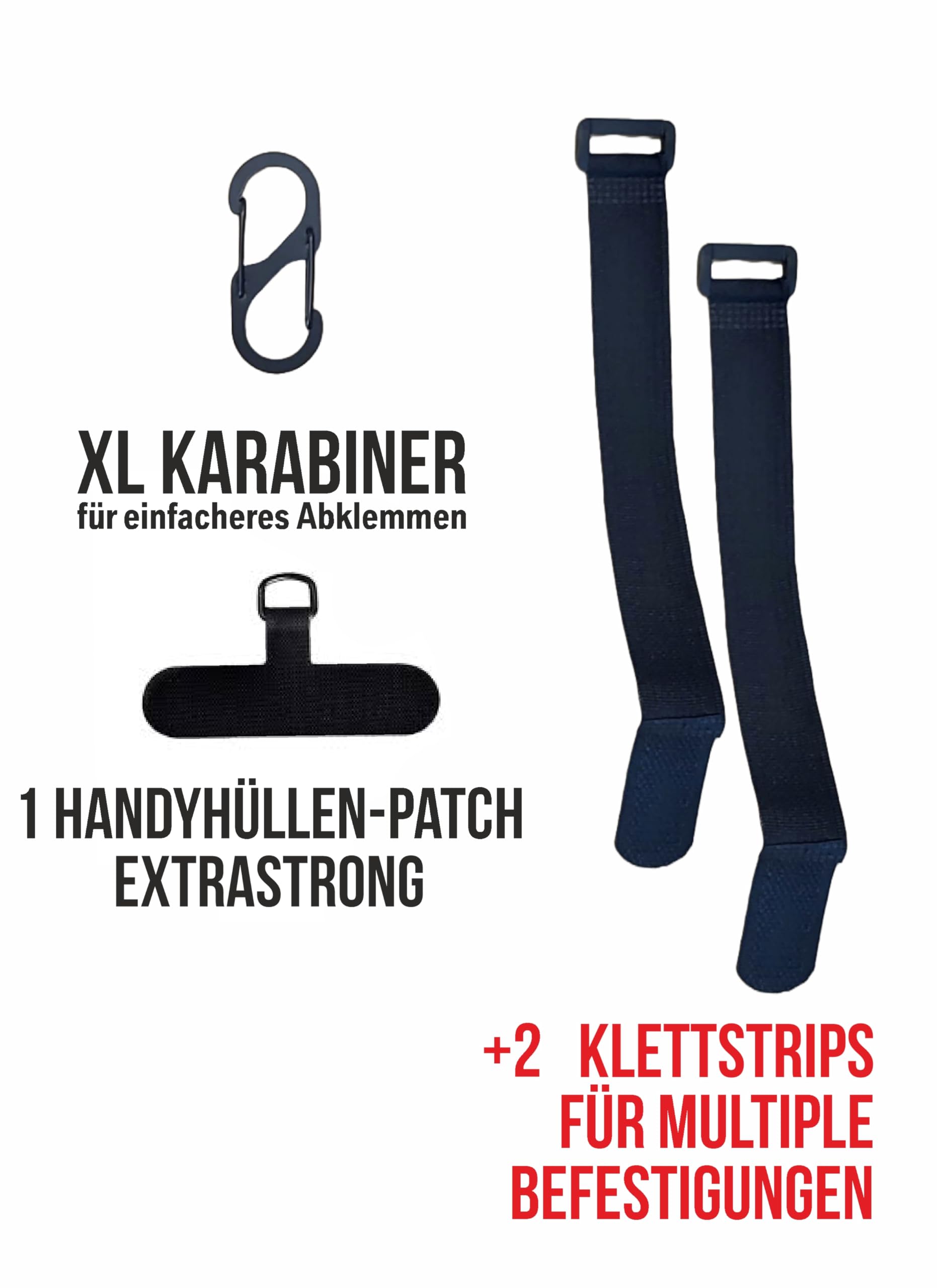 ALPENFRITZ Handy Sicherung XL Outdoor Handysicherung mit Karabiner, 160-185 mm, Nylon-Tasche mit weichem Inlay, Schwarz Set Outdoor Klettersteig Wandern Bergsteigen