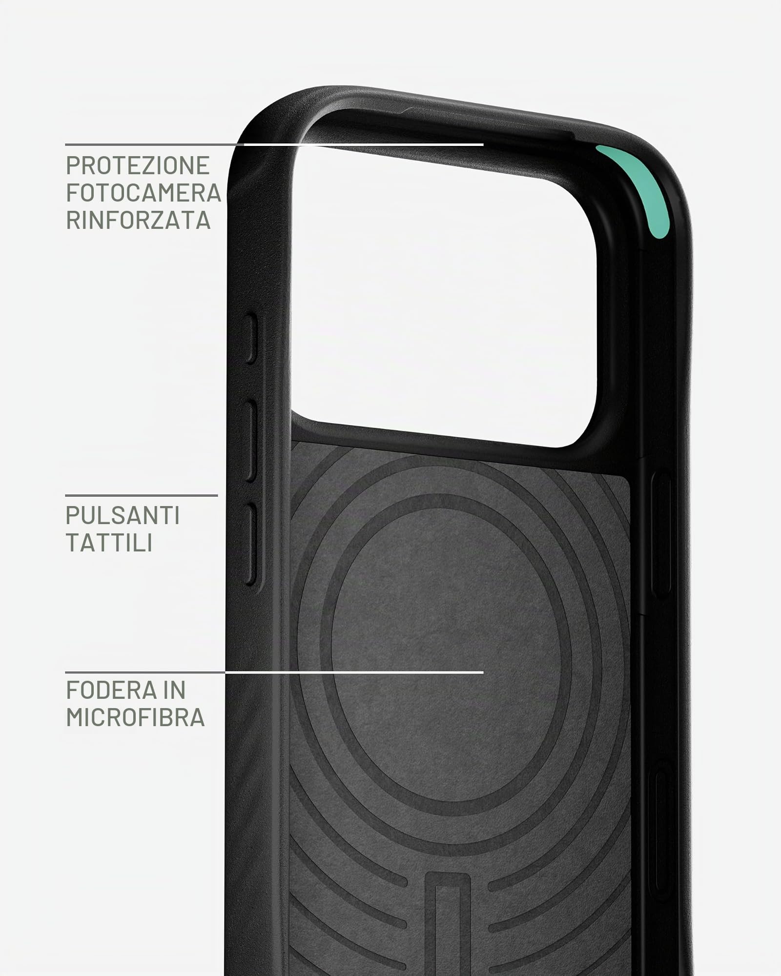 Mous per iPhone 17 Pro Limitless Pelle Nera Cover, Compatibile con MagSafe, Protezione Completa della Fotocamera, Antiurto, Nero