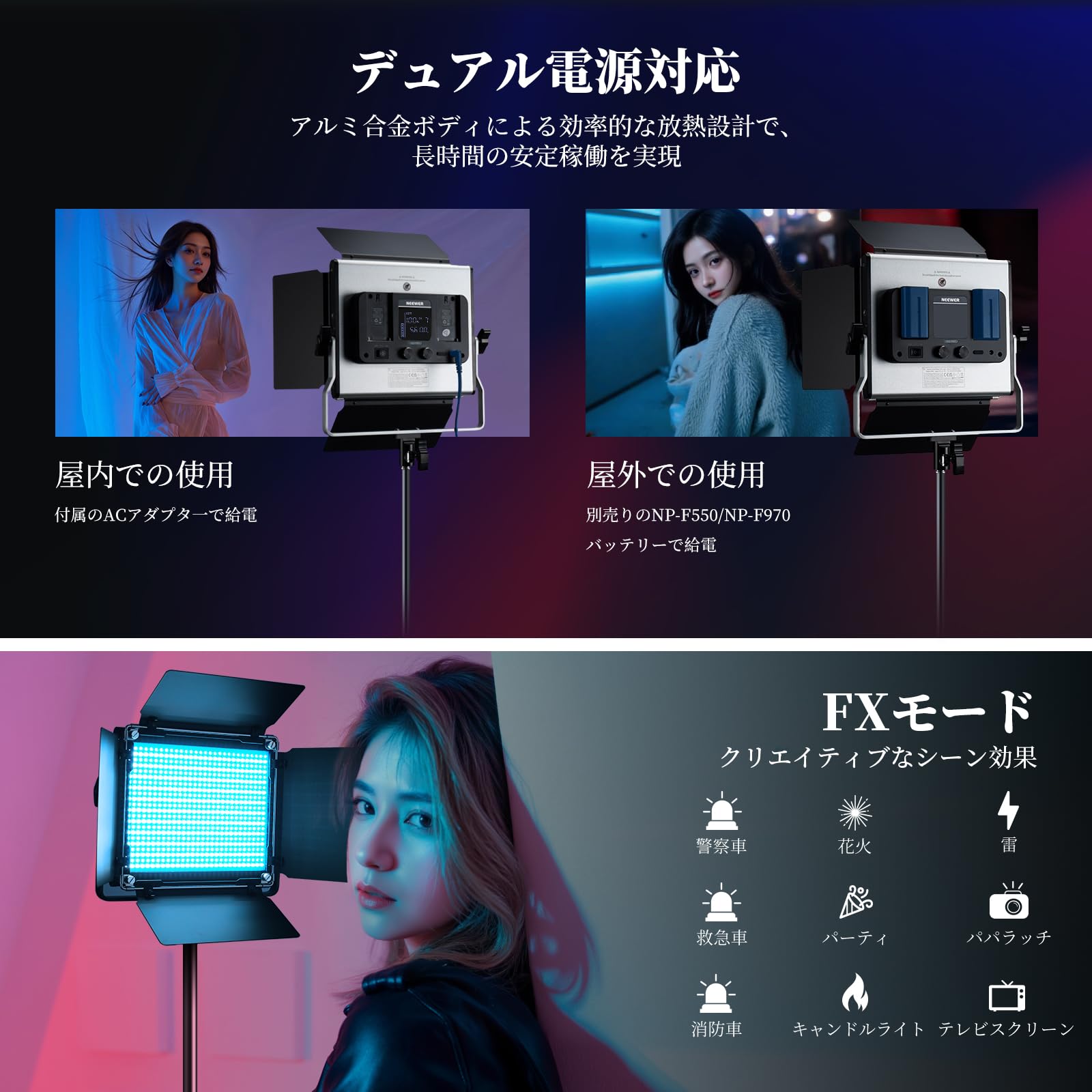 Amazon | NEEWER 660 PRO RGB LEDビデオライト 撮影用ライト スタンド