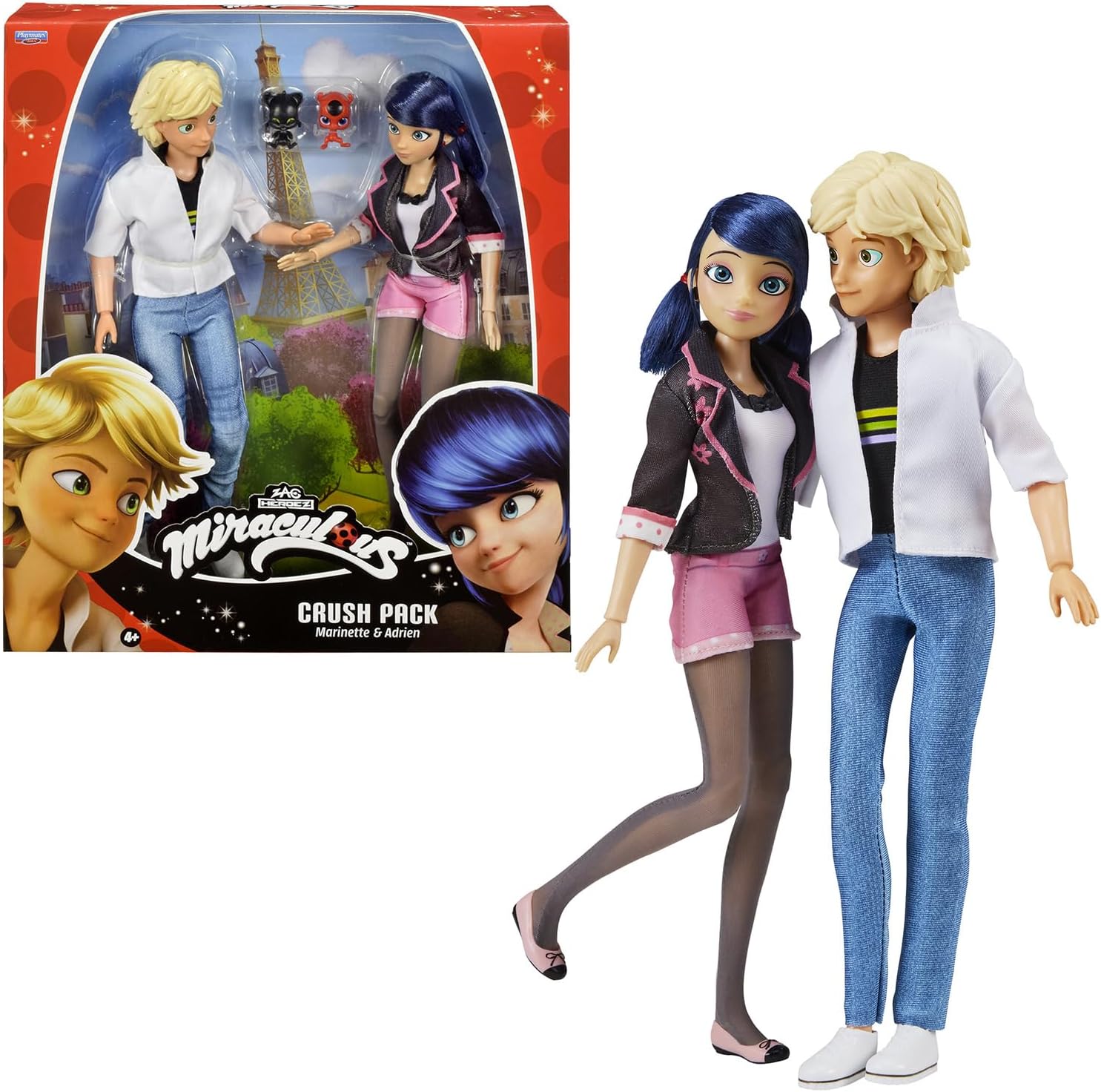 BANDAI - Miraculous Ladybug - Play Set - 2 Dolls Marinette and Adrien - Crush Pack - Miraculous Figures 26 cm - Children's Figures Marinette Adrien - Toy from 4 Years - P50377