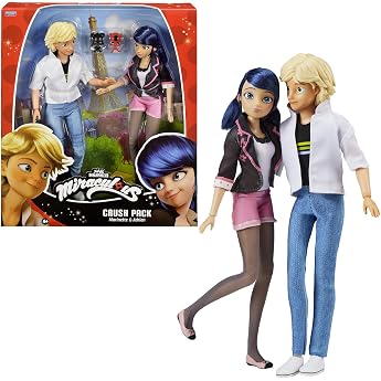BANDAI - Miraculous Ladybug - Play Set - 2 Dolls Marinette and Adrien - Crush Pack - Miraculous Figures 26 cm - Children's Fi