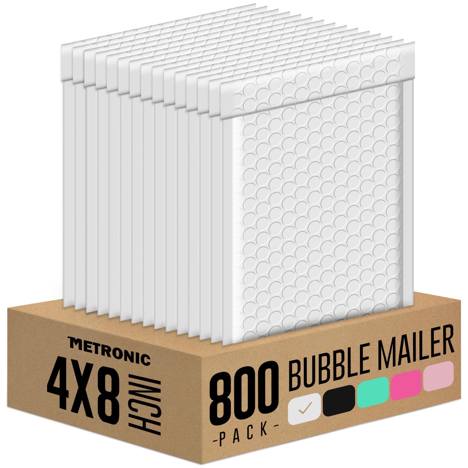 Metronic 800Pack Small Bubble Mailer 4x8 Inch White Bubble Mailers