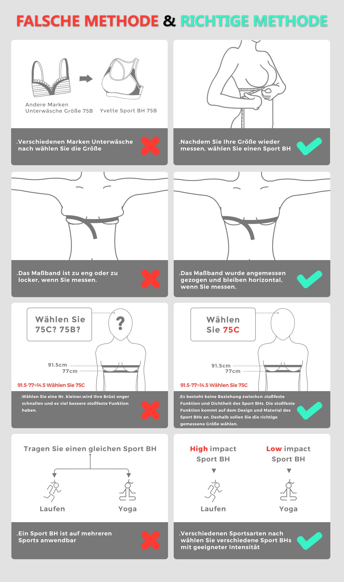 Yvette Donna Reggiseno Sportivo Forte Sostegno Bra Senza Ferretto Imbottite per Ginnastica Corsa Jogging Yoga