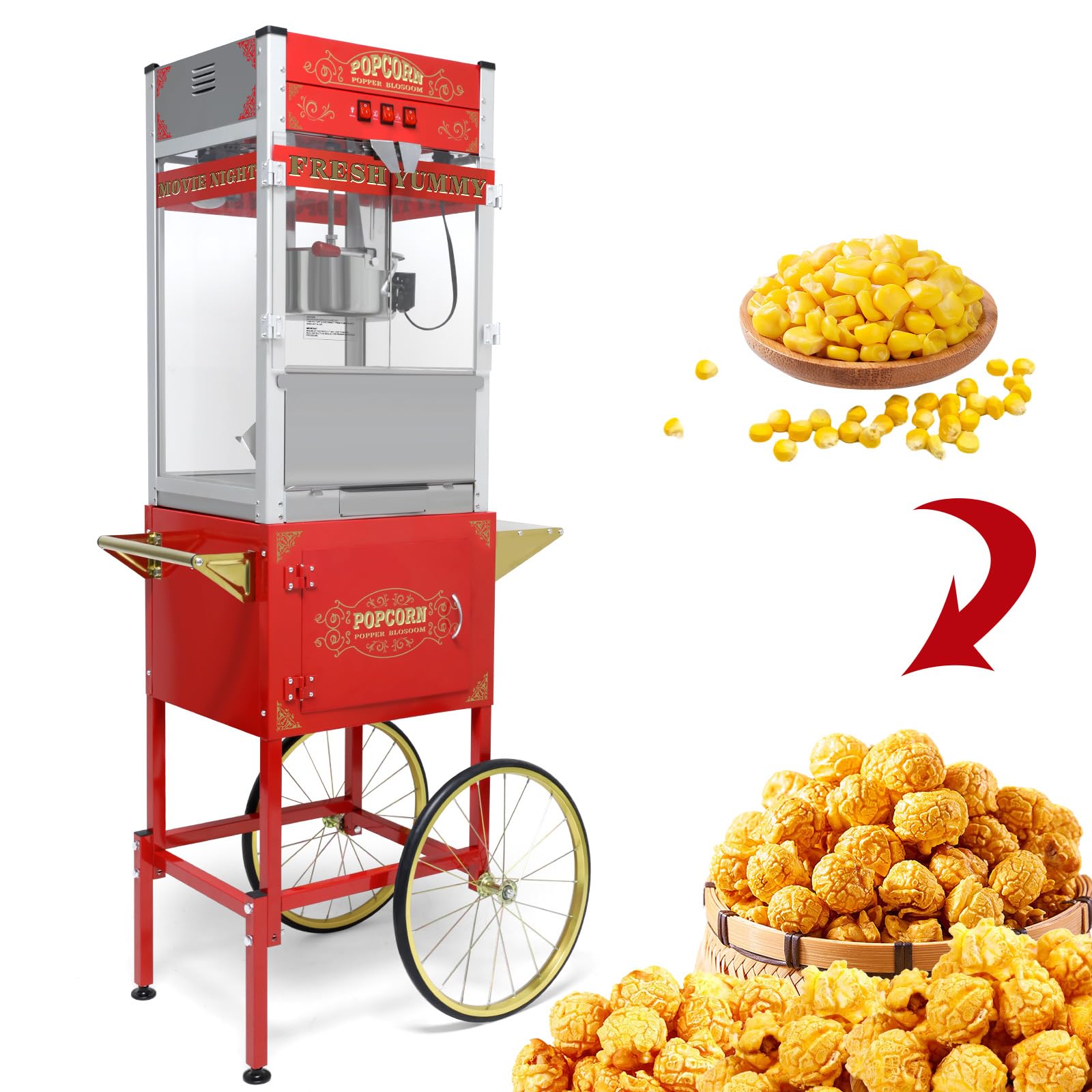 Amazon.com: Vintage-Style Popcorn Machine with Cart, 20-Ounce