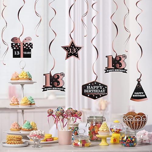 Miniatura 268 de LINGTEER Happy 65th Birthday Decorations Set - 12Pcs Black & Gold Swirls Streamer,Happy Birthday Bunting Banner,Cheers to 65 Years Old Bday Party