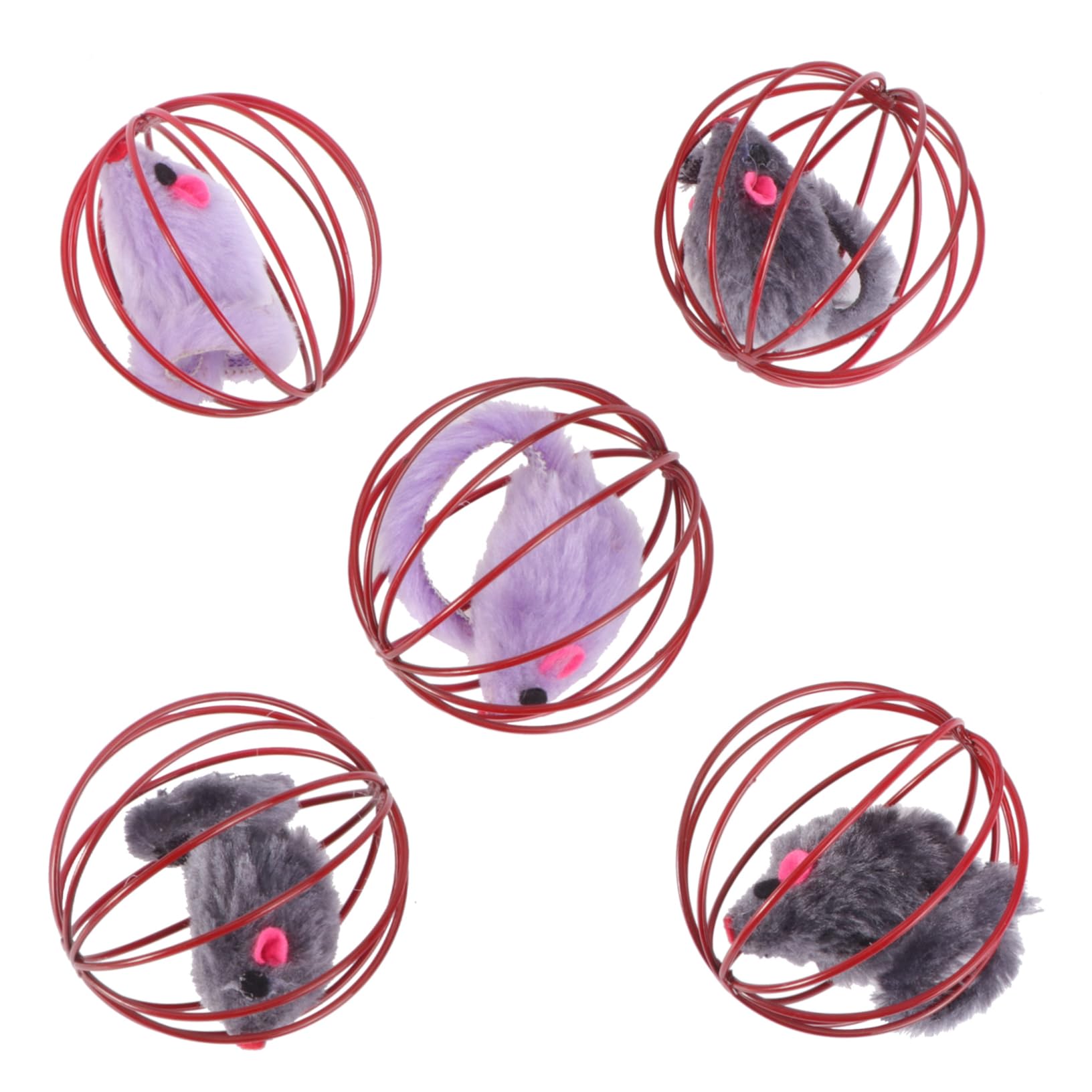 BUGUUYO 5Pcs Cage Mouse for Cats Interactive Cat Plaything and Random Color Engaging for Indoor Cats to Enhance Playtime and Enrichment