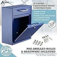 Vista 7 de AdirOffice contenedor con traba - Buzón de correo montado en pared., Azul, 631-05-BLU