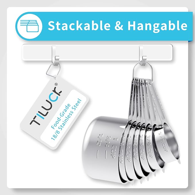 Juego de 7 tazas medidoras de acero inoxidable miniatura 4