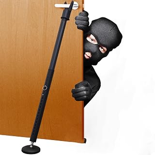 Door Security Bar 1.3" Heavy Duty Metal Security Door Stopper Door Jammer 26-49" Adjustable Door Barricade Security Bar for Front Door Home Apartment Travel Hotel