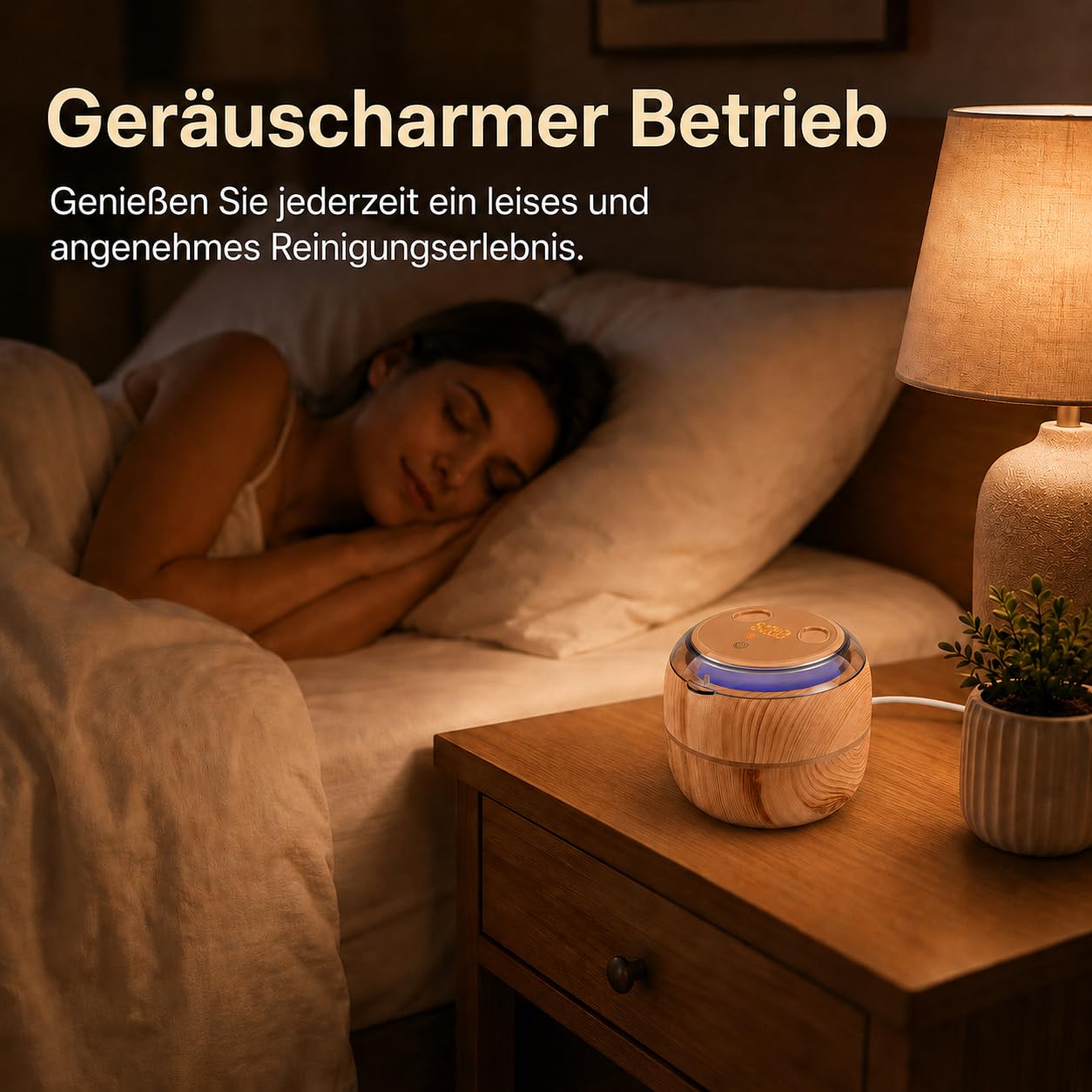 Voraiya Ultraschallreinigungsgerät mit LED-Anzeige, 200ml Ultraschallreiniger Dental Pod 4-UV Effektiver Gebissreiniger für Mundschutz Zahnprothesen Zahnspangen Zahnersatz (Holzton‌)