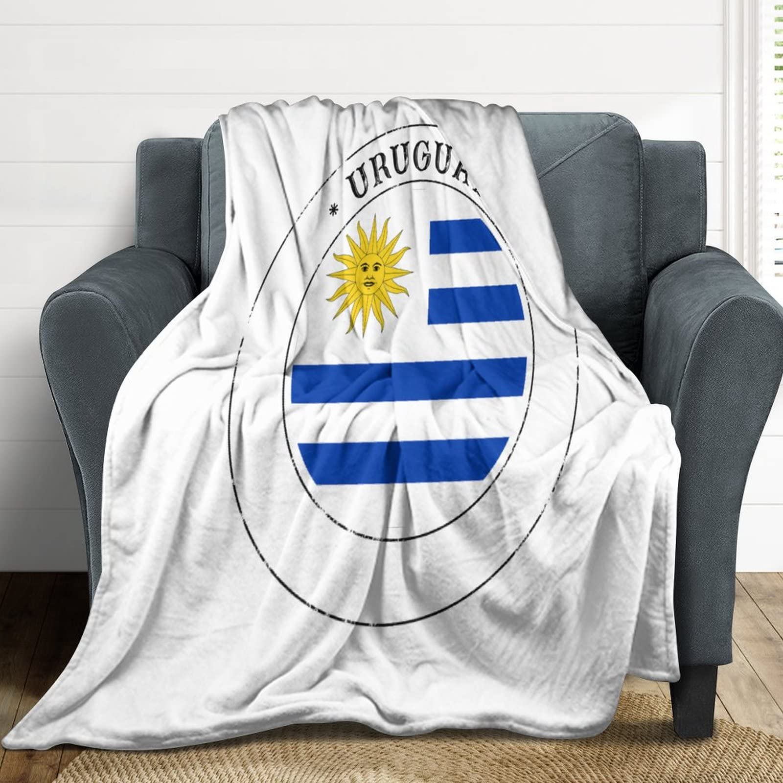 Couverture flanelle Uruguay de lit moelleuse et douce au fini soigné pour chambre