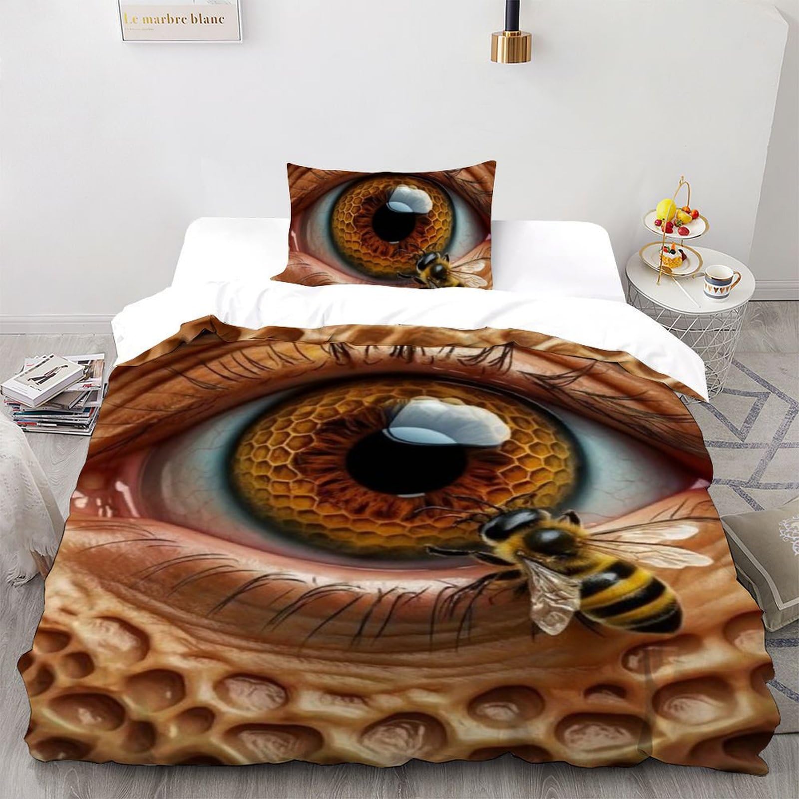 Housse de couette animaux 3D en microfibre 135x200 cm avec sa taie d'oreiller pour lit enfant