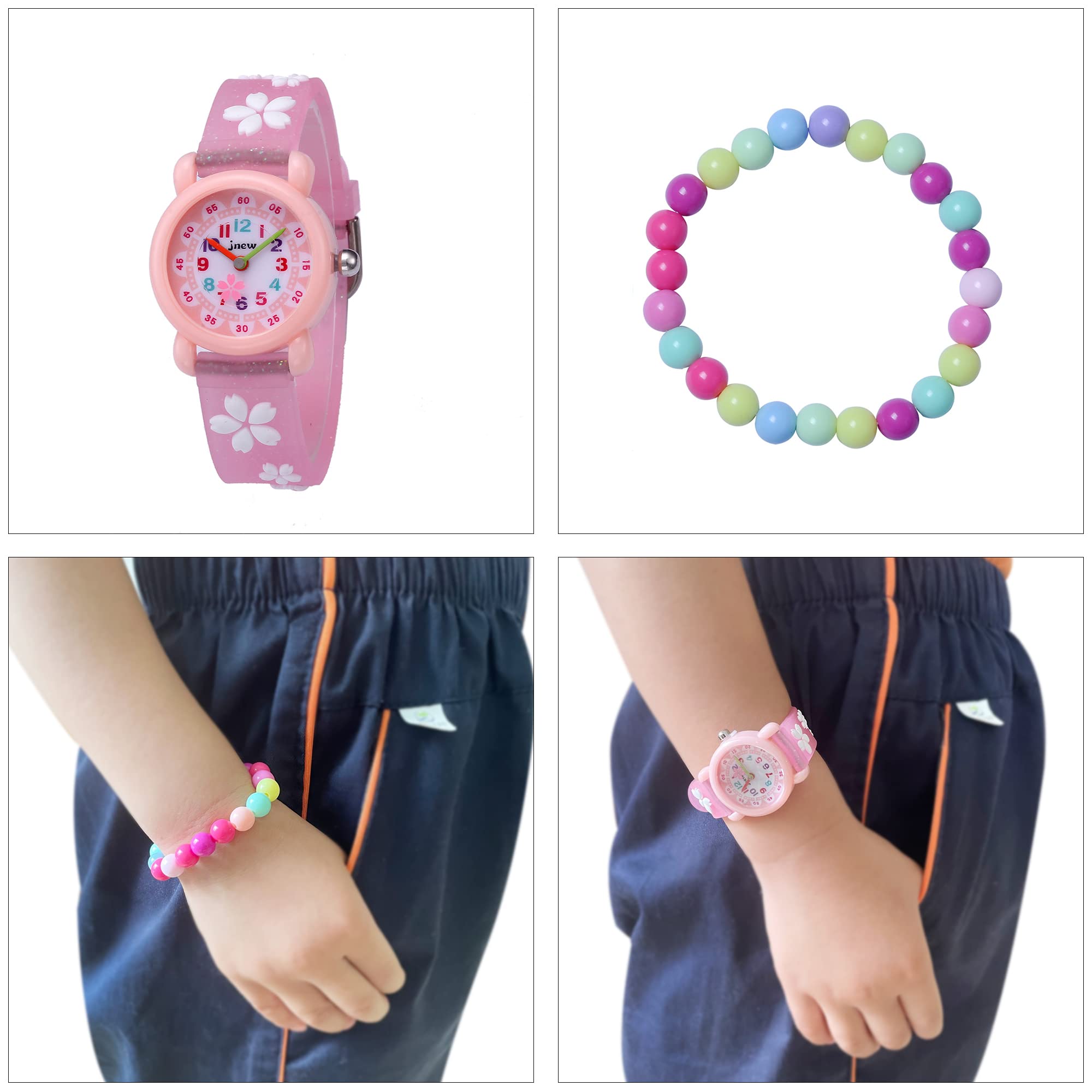 Reloj de Pulsera para Niñas Analógico Cuarzo 3ATM Impermeable 3D Dibujos Animados Correa Silicona