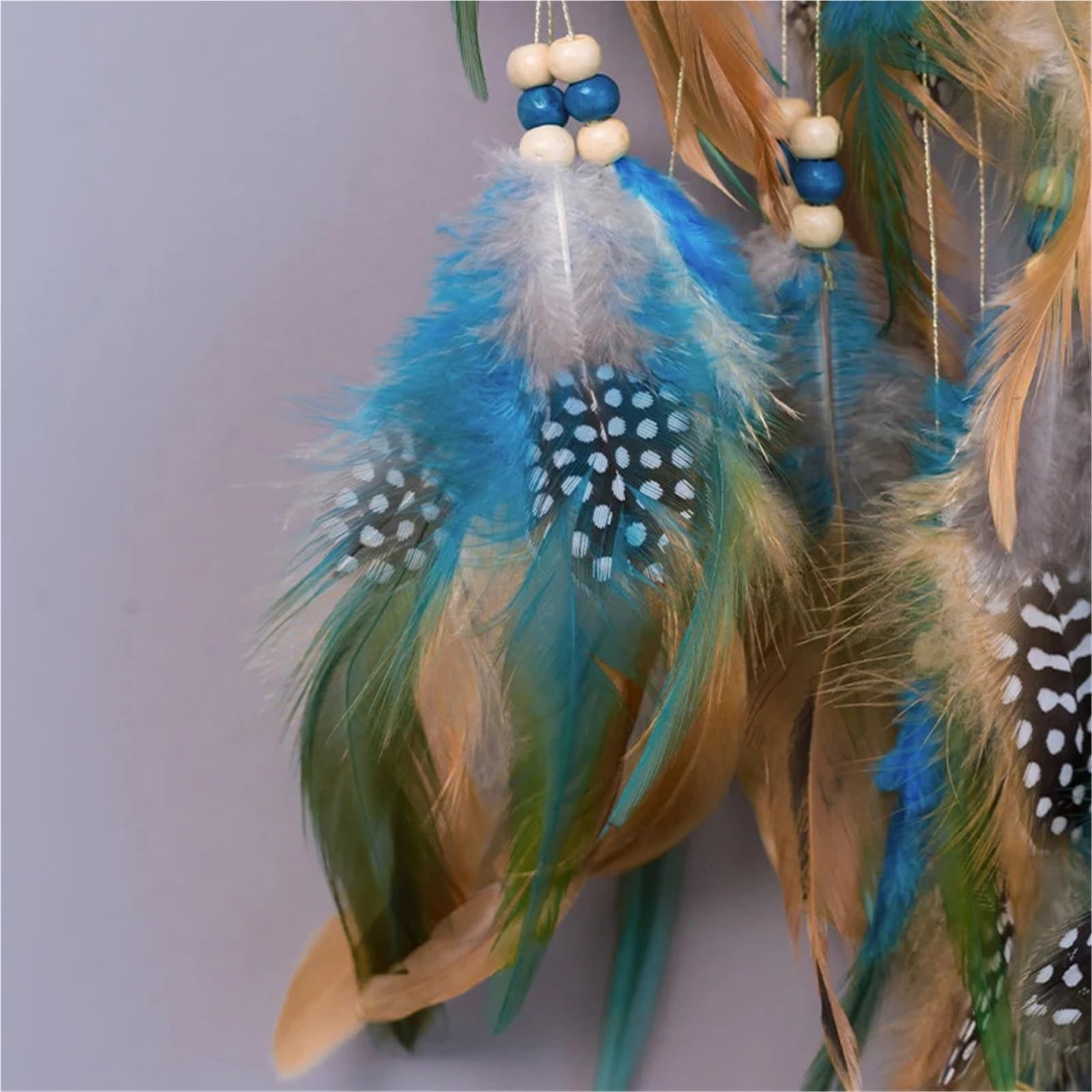 2 acchiappasogni, decorazione for la casa, piume di pietra per Camera(Blue02)