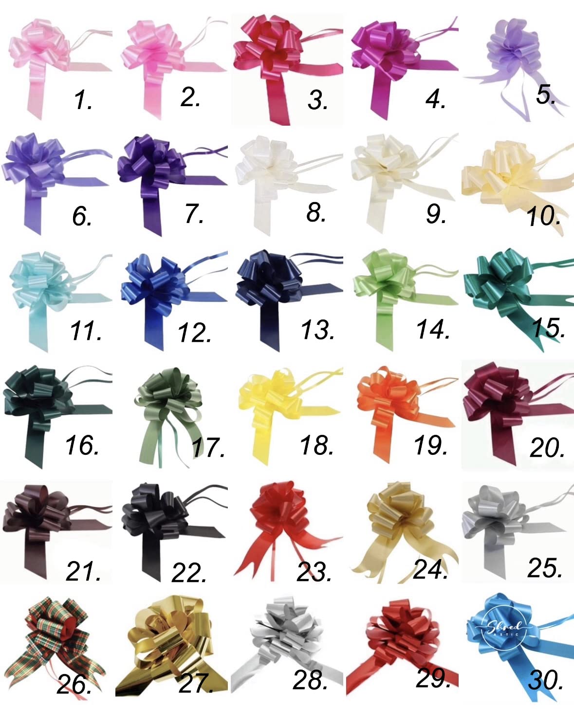 ShredAstic® 30mm PULL BOW with Instruction sheet (10 Bows, 9. Ivory)