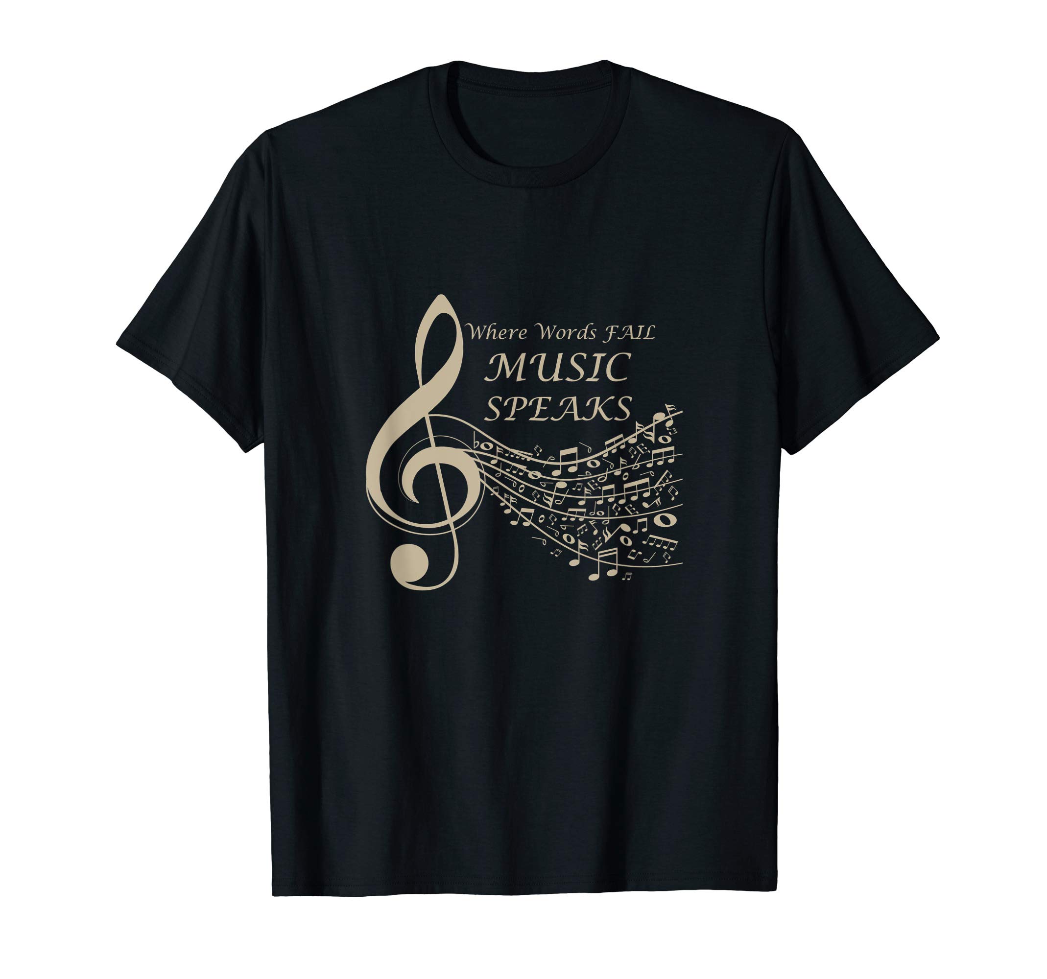 Musical FellowsWhere Words Fail Music Speaks Musical Music Notes T-ShirtOEKO-TEX STANDARD 100